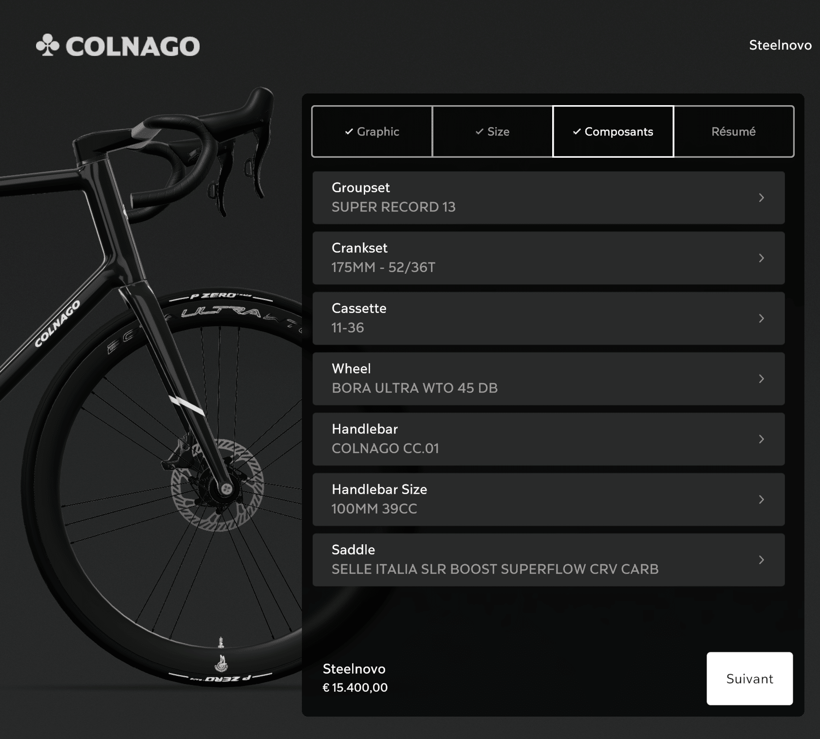 Top Vélo | Colnago Steelnovo Configurateur 2026 Vrai Italien
